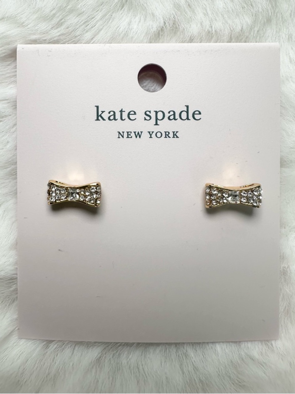 kate spade Gold-tone Crystal Bow Stud Earrings